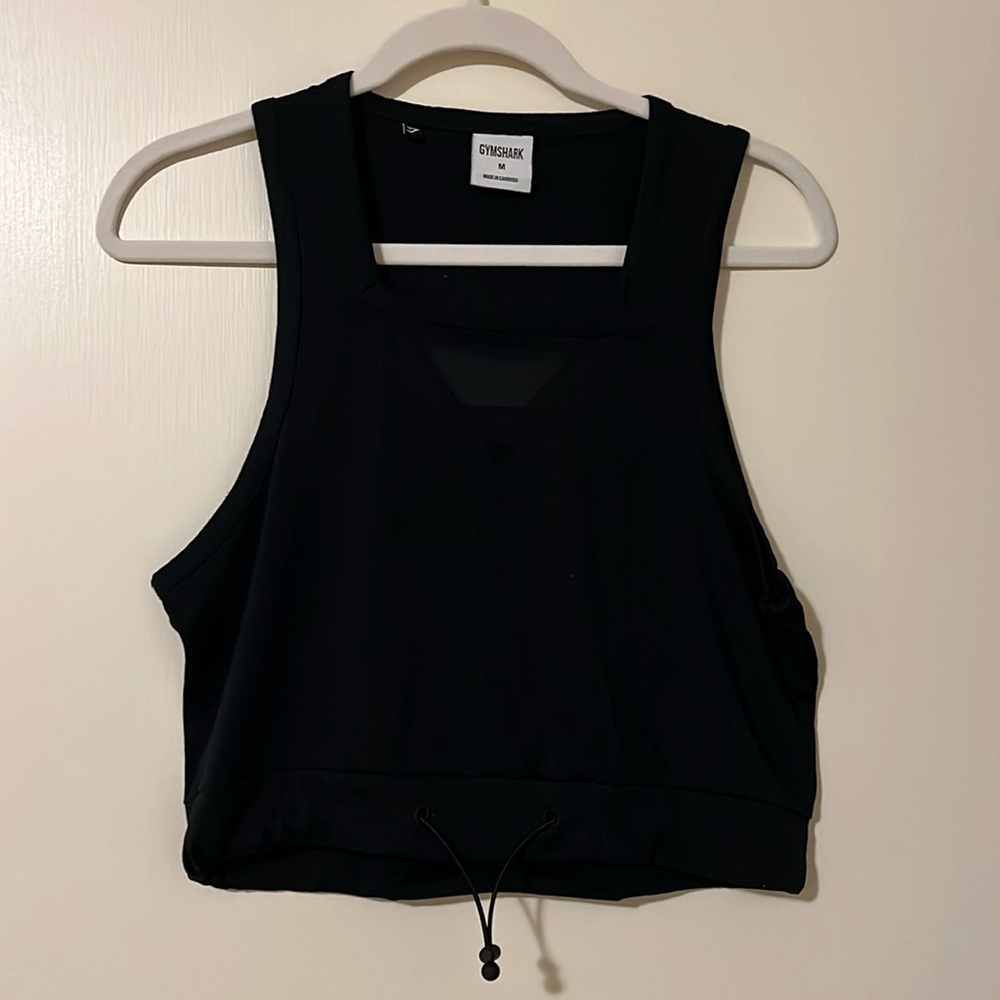 Gymshark Black Cropped Drawstring Tank Top